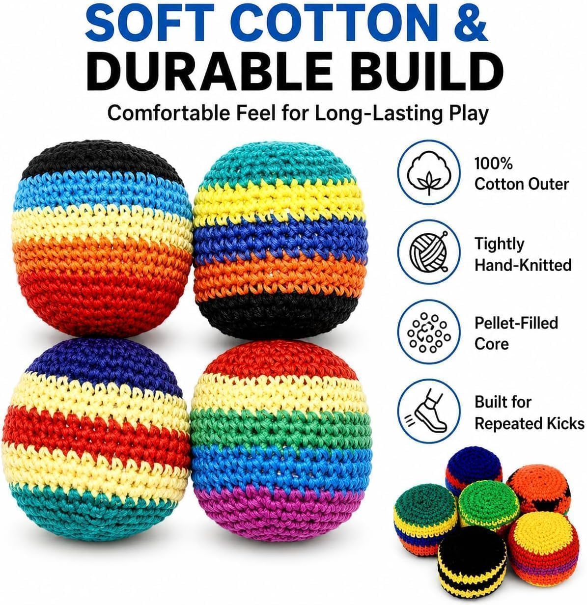 6/12/24PCS Hand-Made Knitted Footbag Sack