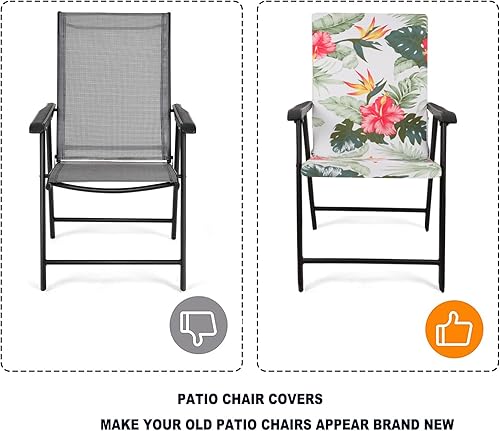 Miniatura 3 de Deisy Dee Fundas para sillas de comedor de patio, fundas de acero para sillas plegables para exteriores, fundas de metal para sillas de jardín (1,