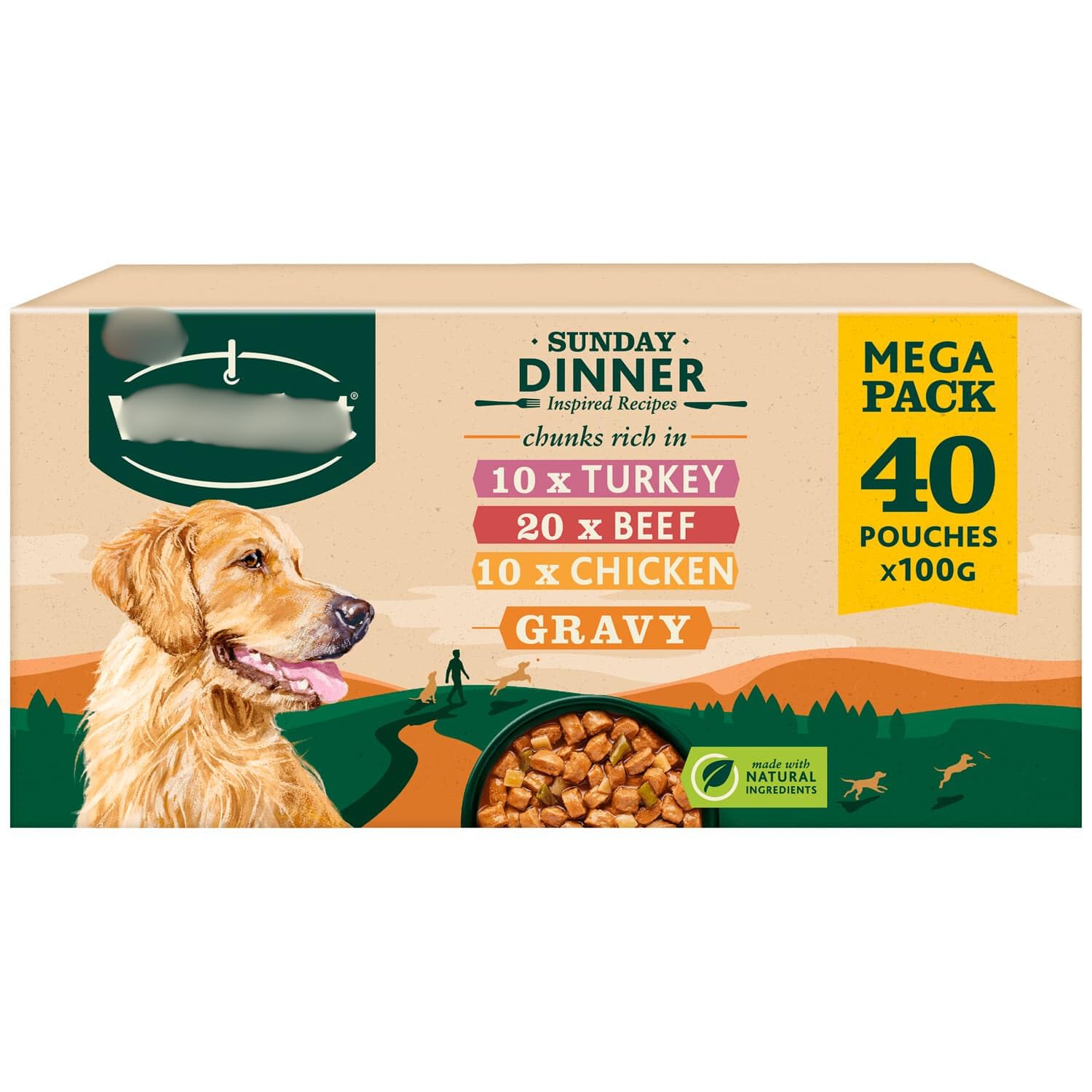 Sunday Dinner Recipes Turkey-beef-chicken Wet Dog Food 40 x 100g - 100% Complete and Balanced - Contains All the Essential Vitamins and Minerals Your Dog Needs