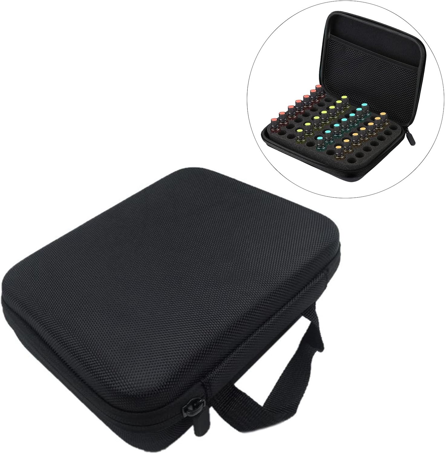 Zerone 63-Slot Essential Oil Storage Bag, Portable Aromatherapy Carrying Case, Large Capacity, Black