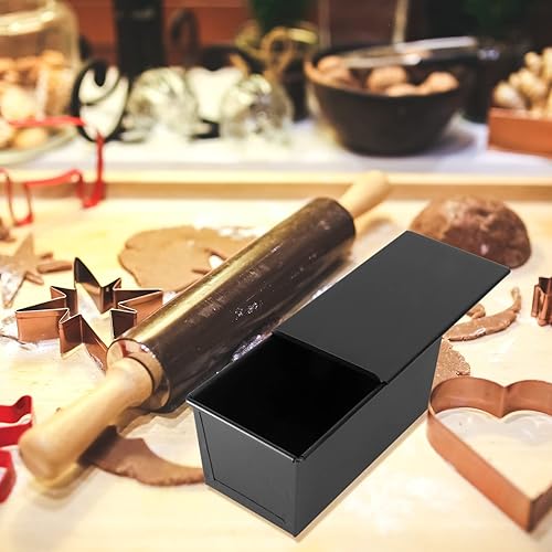 Miniatura 7 de Hemoton Molde para hornear antiadherente negro, molde rectangular con tapa de 15.87 oz, 2 unidades