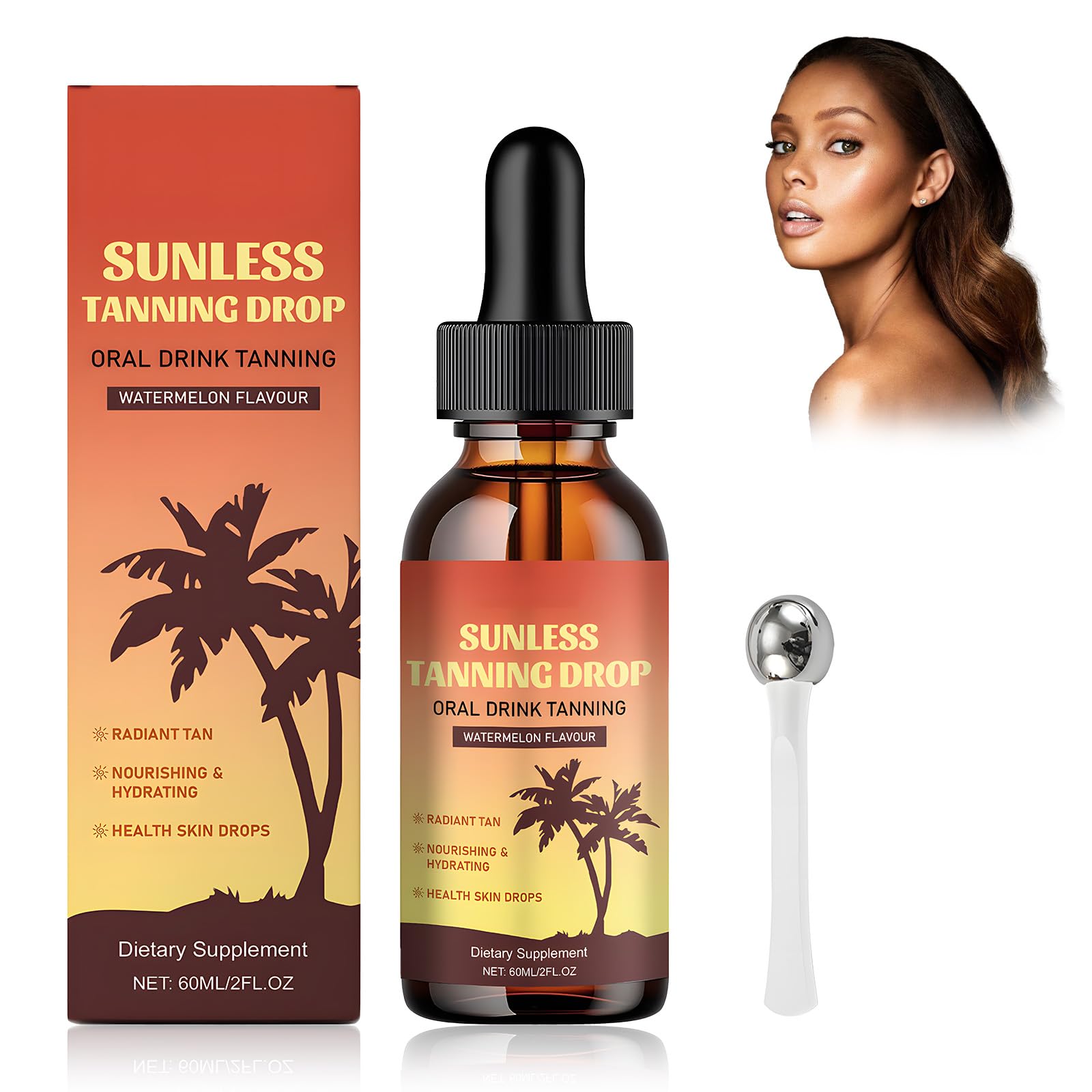 COWANIEE 60ml Sunless Tanning Drops with Massage Stick, Naturally Sunless Tanning Drops, Pink, 30 ml (Pack of 2)