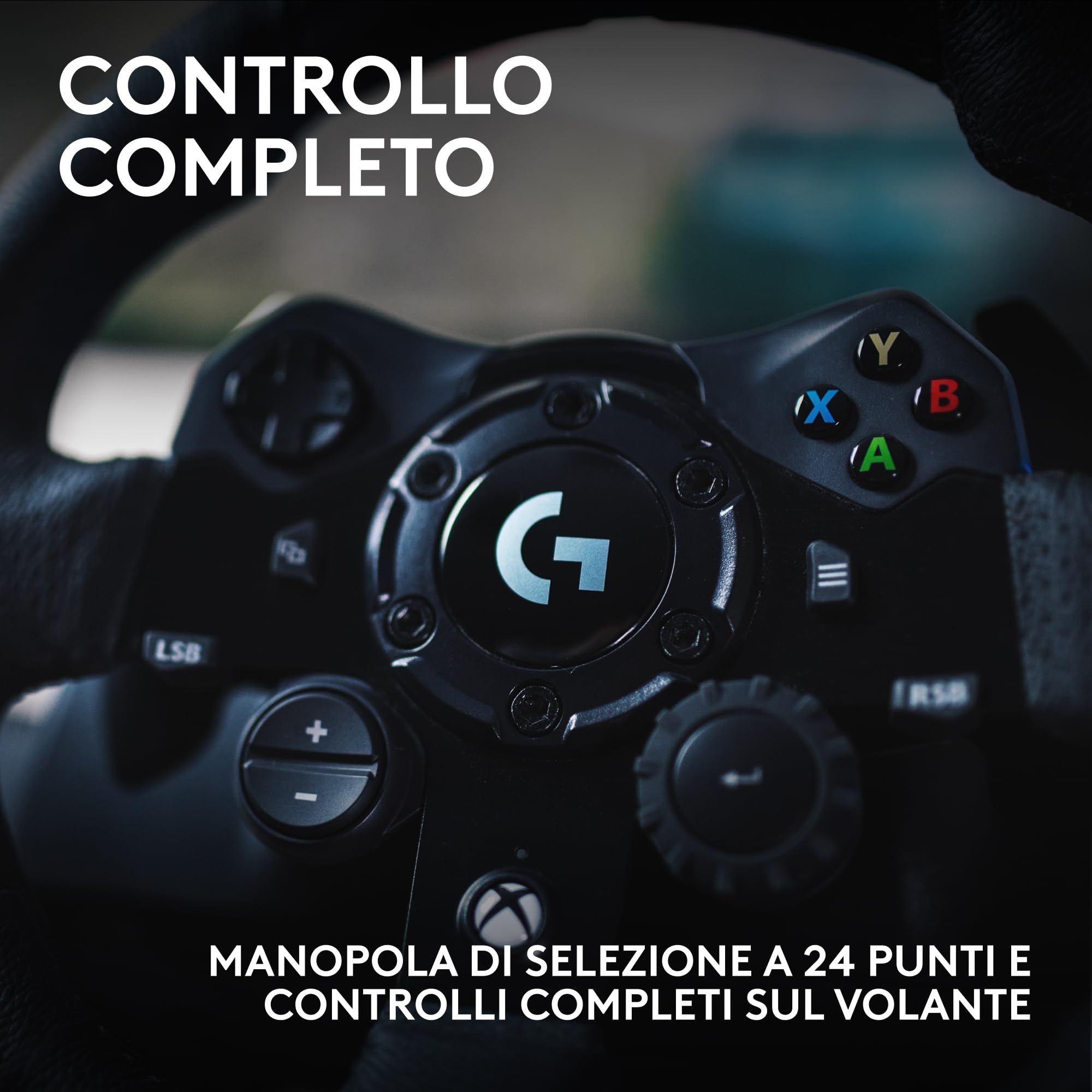Logitech G G923 volante da corsa e pedali per Xbox & PC | Xbox Series X|S, Xbox One e PC, ritorno di forza TRUEFORCE fino a 1000 Hz, pedali reattivi, doppia frizione e rivestimento