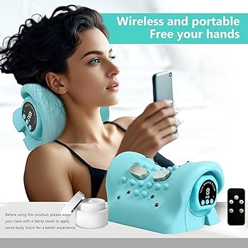 Neck Massager with Heat, 2025 Latest EMS Electric Massager Neck Wireless, Neck Stretcher for Relaxing Neck and Shoulders, 3 Modes, Portable Necluner Massager Neck: Buy Online at Best Price in Egypt -