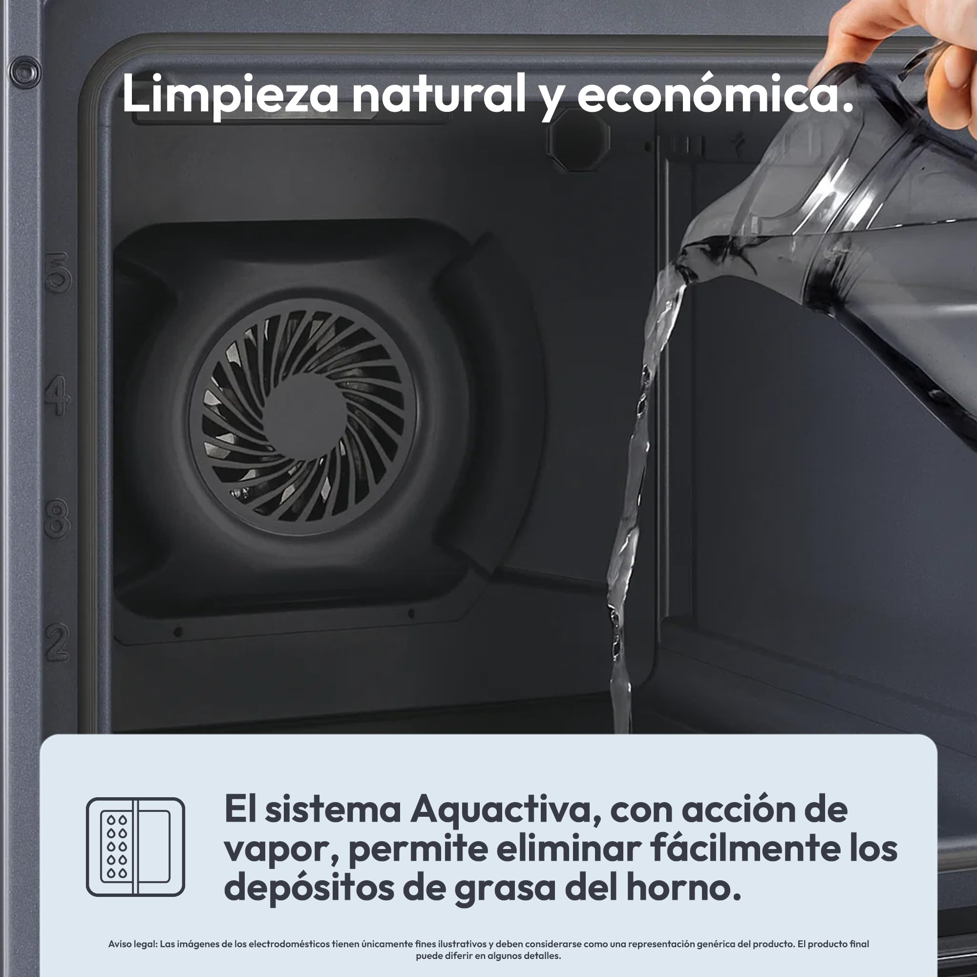 Candy Idea FIDC X625 L, Horno Multifunción, 70L, Limpieza Aquactiva, 1 Bandeja y 2 Rejillas, Guía Telescópica, 8 Funciones, Display Timer Touch, Mandos Push&Pull, Puerta 2 Cristales, Inox y Negro