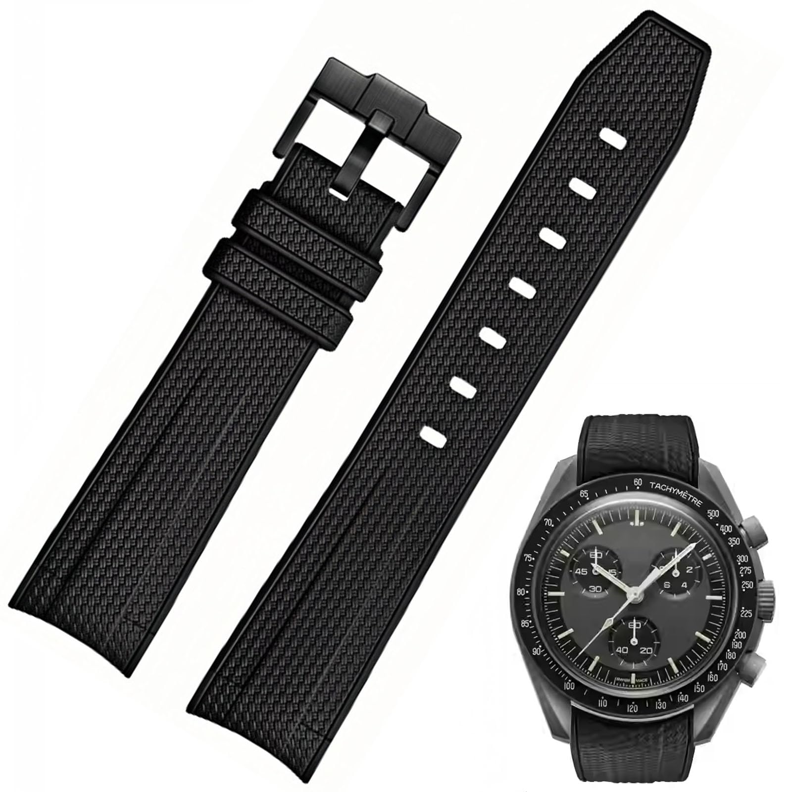 Correa de reloj para reloj Moonswatch, 20 mm, extremo curvado, estilo de tejido, caucho de silicona premium, correa de repuesto de goma de silicona, compatible con Omega XSwatch Moonswatch — view 17