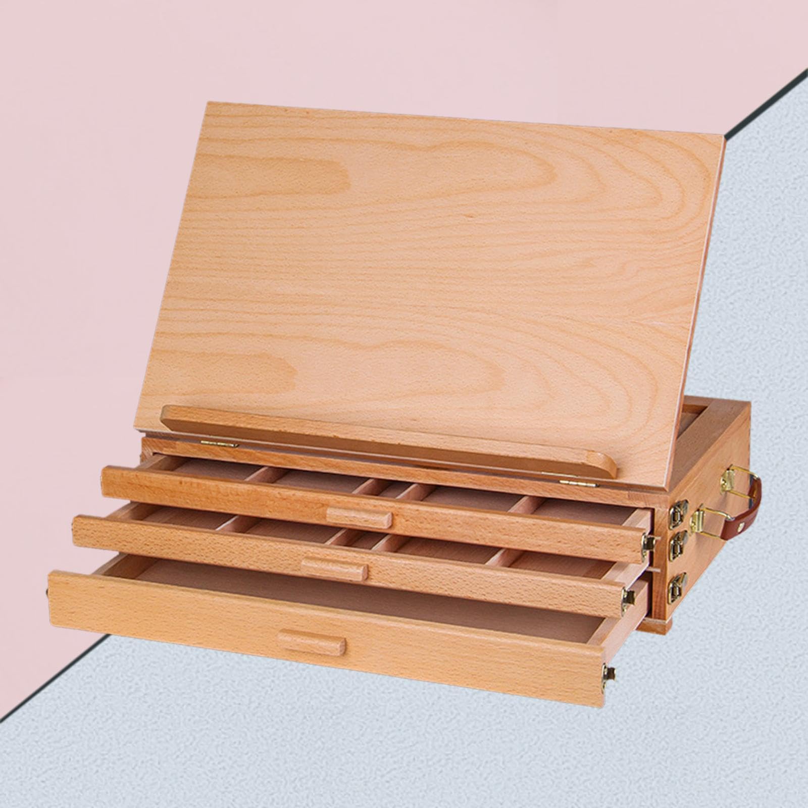 Boîte de rangement pour matériel artistique transformable en chevalet de dessin avec réglages ajustables, conçue pour les enfants et les adultes