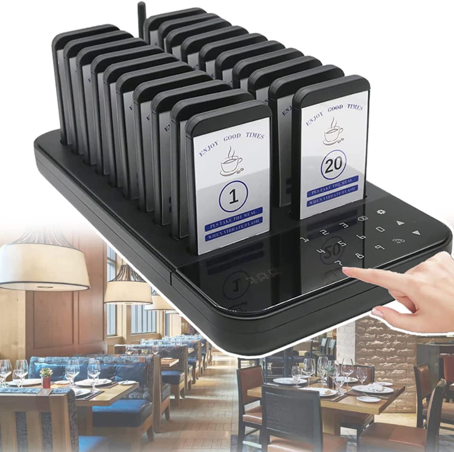 20 Cercapersone Controllo Tattile da 500M Massimo 998 Sistema Cercapersone Ristorante, 3 modalità Avviso Chiamata Infermiera, per Ospedale, caffè, Negozio, Ufficio, Chiesa, Anziani