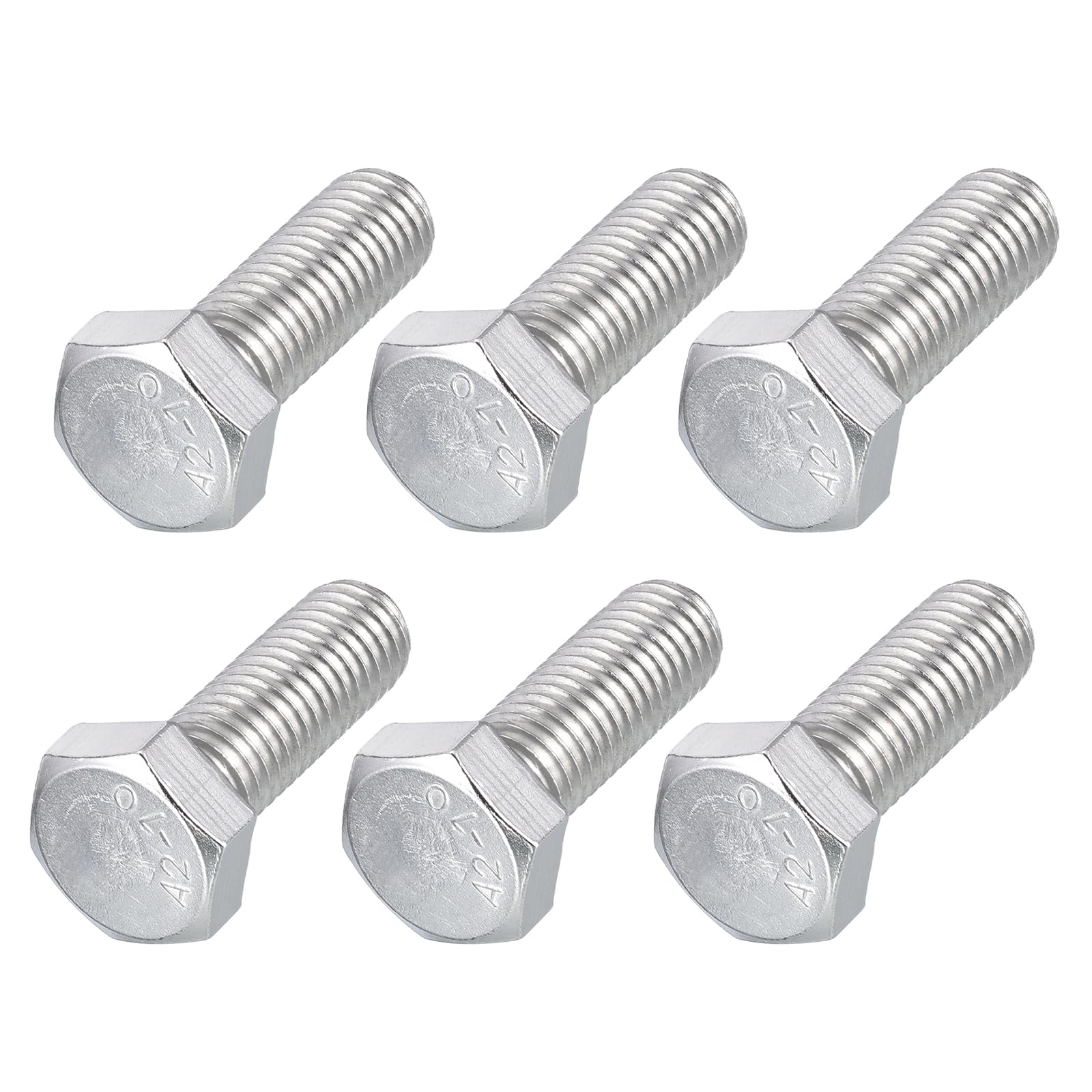 METALLIXITY Hex Bolts (M12-1.75x35mm) 6Pcs, 304 Stainless Steel Coarse Fully Threaded Hex Head Screw Bolt Machine Screws