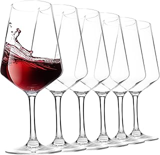20-ounce Unbreakable Wine Glasses-Acrylic Plastic Stem Wine Glasses, set of 6-All Purpose,Red or White Wine Glass,Dishwasher Safe,BPA Free (Clear, Large)