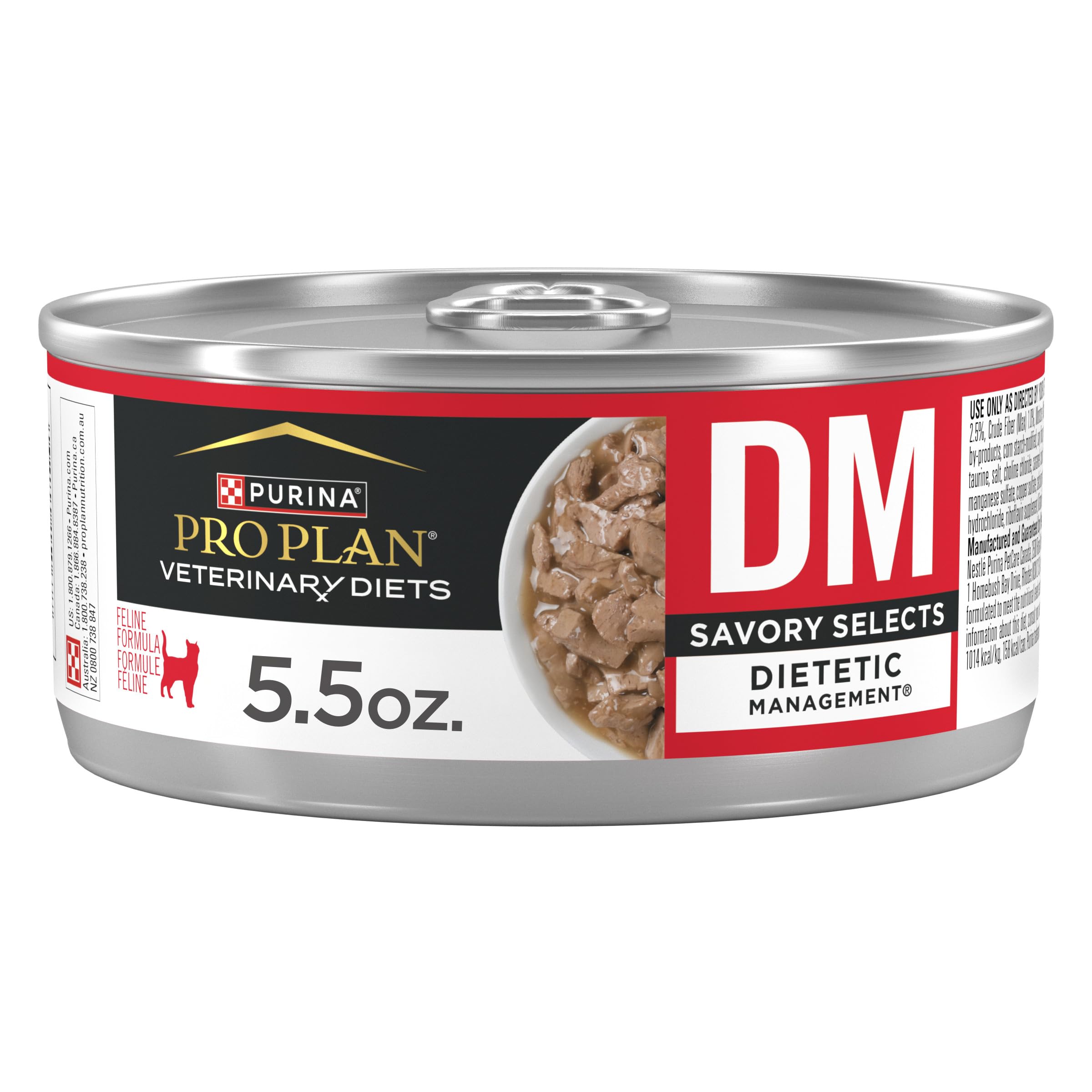 Purina Pro Plan Veterinary Diets DM Dietetic Management Savory Selects Feline Formula Wet Cat Food - (Pack of 24) 5.5 oz. Cans