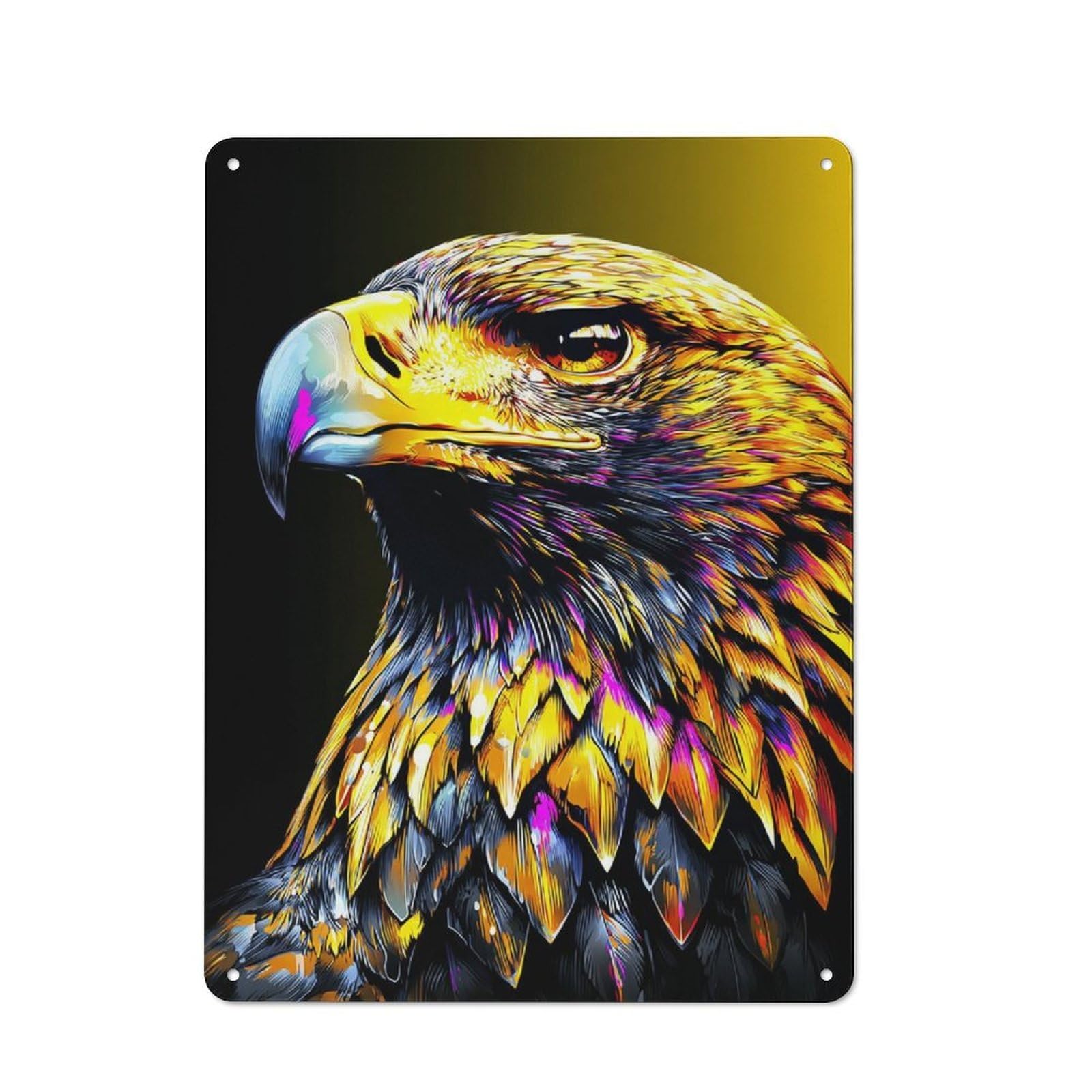 Colorful Eagle Portrait Farmhouse Metal Sign 40x30cm, Barn Style Rustic Kitchen Decor for Cottage, Kitchen, Hallway Or Breakfast Nook