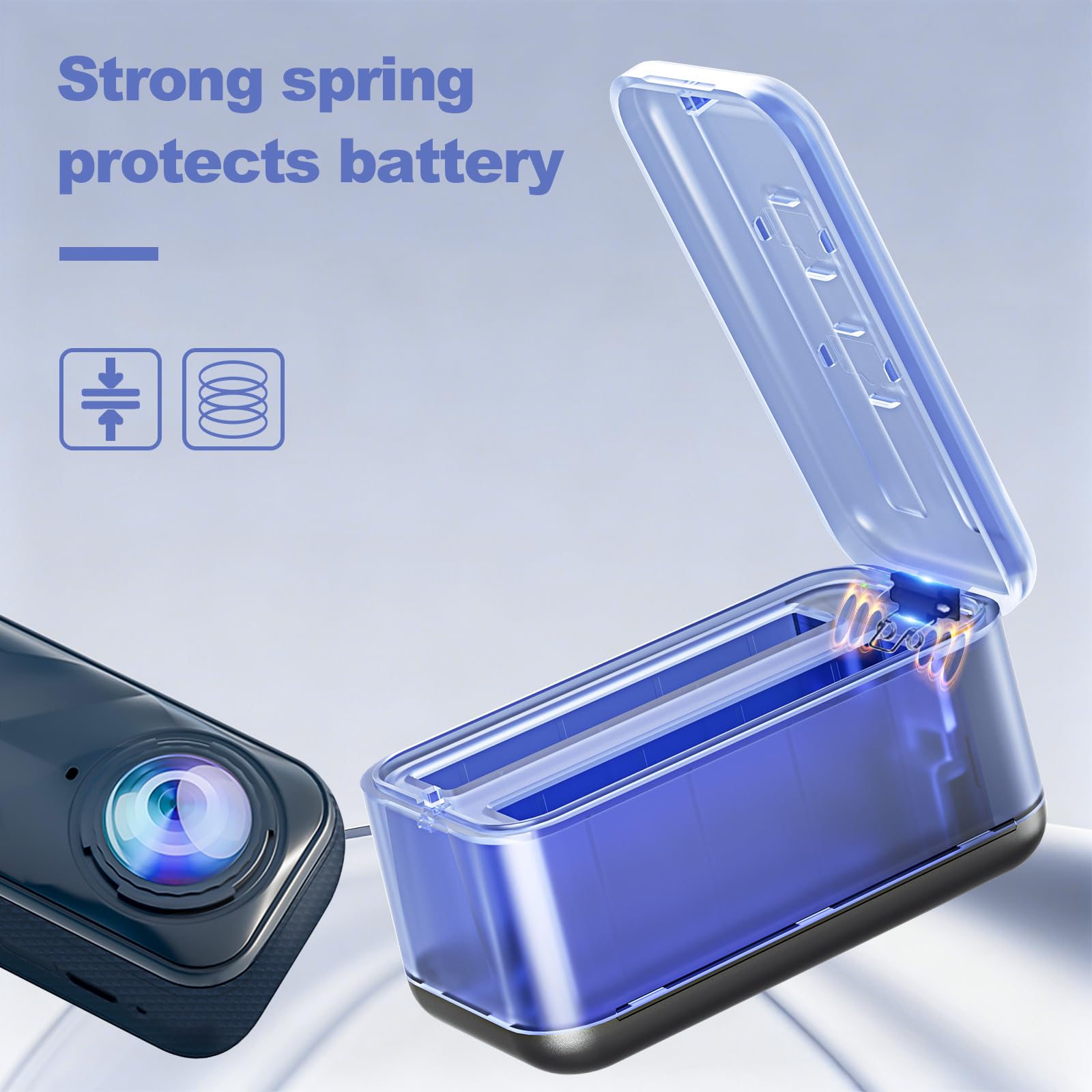 LINGHUANG Hub di Ricarica per Insta360 X5, Dual Battery Charger con Display a LED per Insta 360 X5 Batteria, Hub di Ricarica Rapida con Cavo di Ricarica