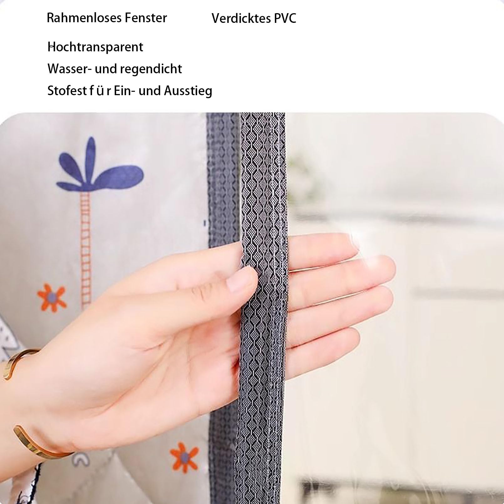 Tenda per porta isolata trasparente 105×200 CM, forte chiusura magnetica