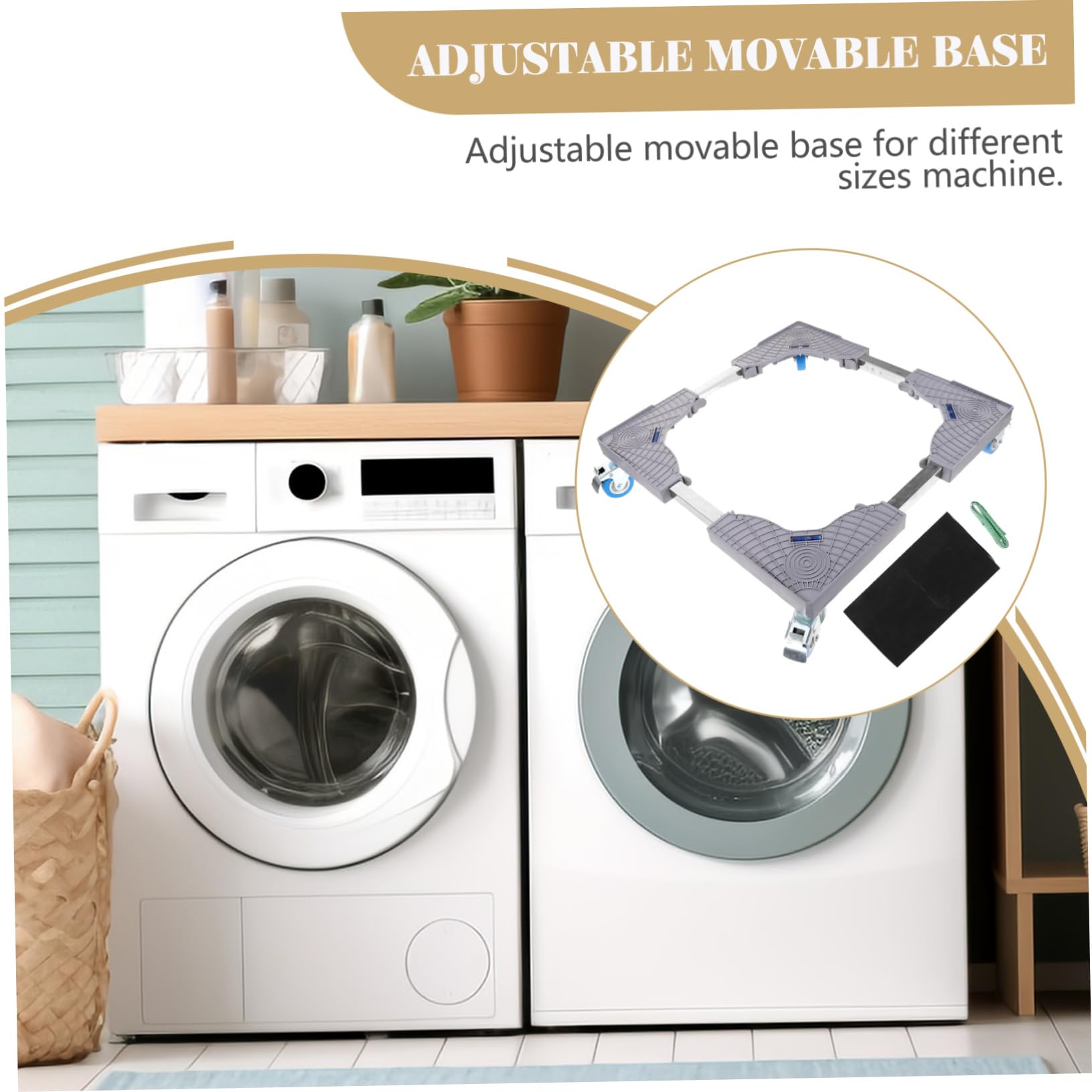 Base Móvil Ajustable para Frigorífico y Lavadora Negro 40x40-60x60