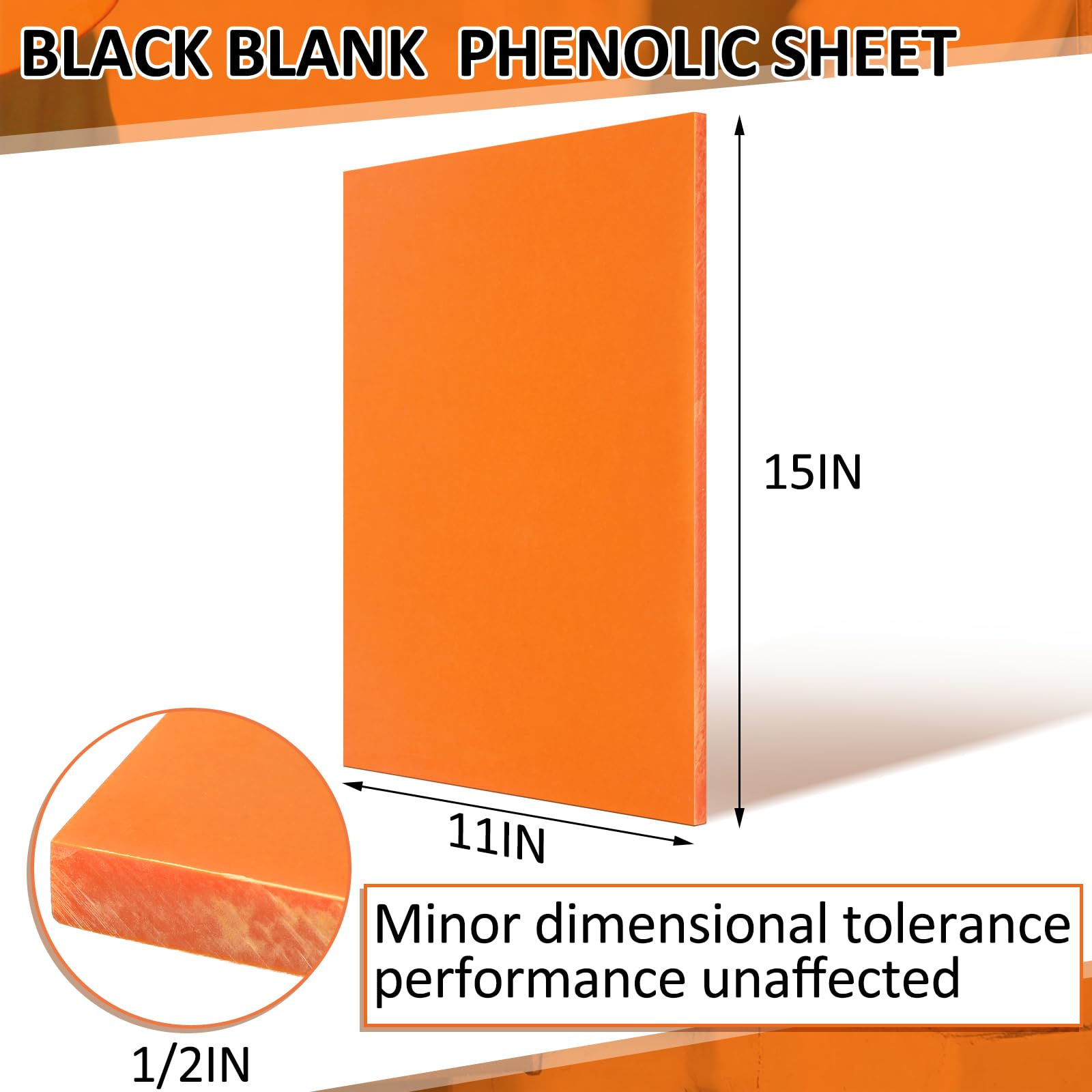 Bakelite Phenolic Sheet - Orange, 11" x 15" -2