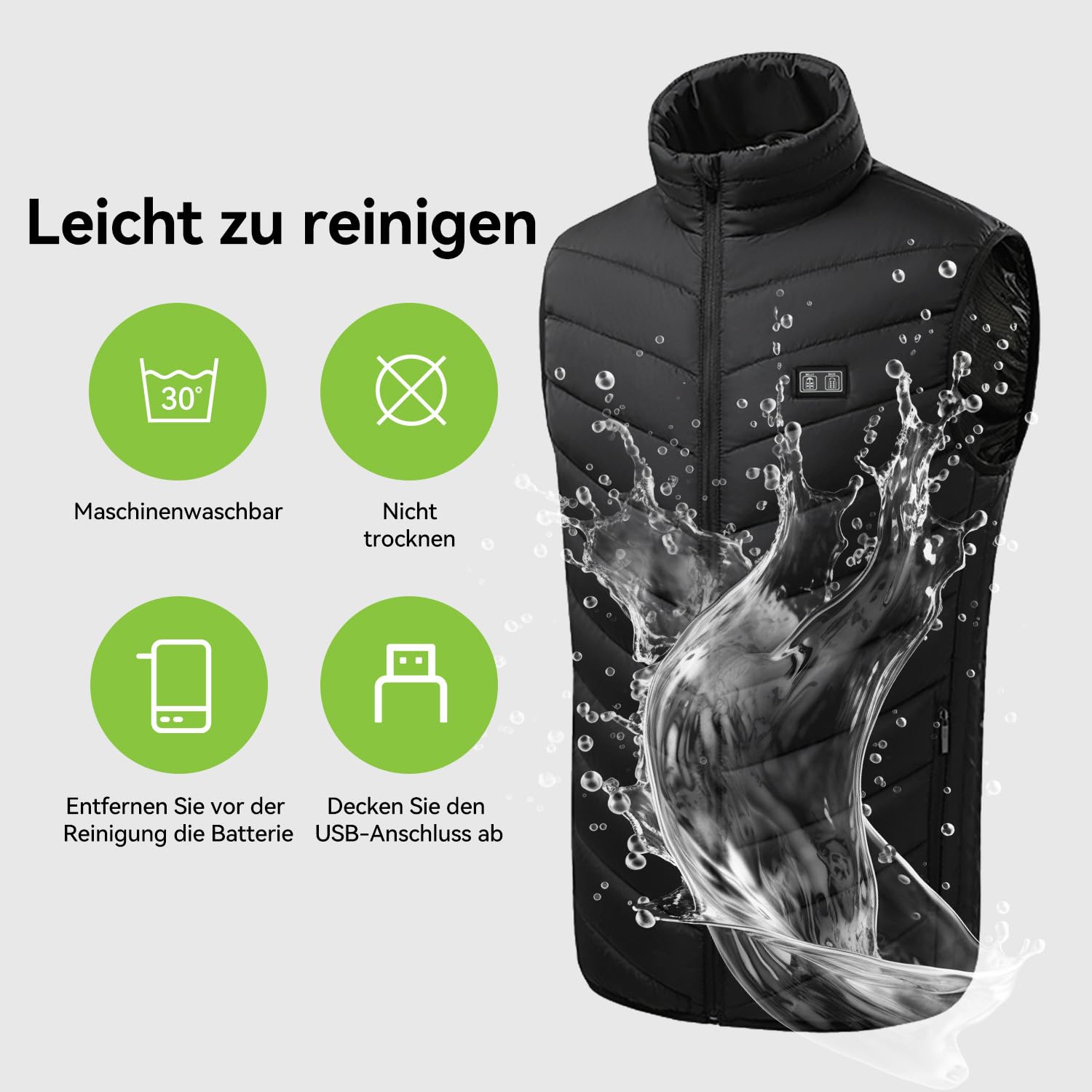 Beheizbare Weste für Herren Damen, Beheizbare Jacke mit 20000mAh QC3.0 Powerbank, 15 Zonen Heizung 3 Temperaturregler, bis zu 11 Stunden Wärme, Weste für Jagd, Wandern, Golf, Skifahren