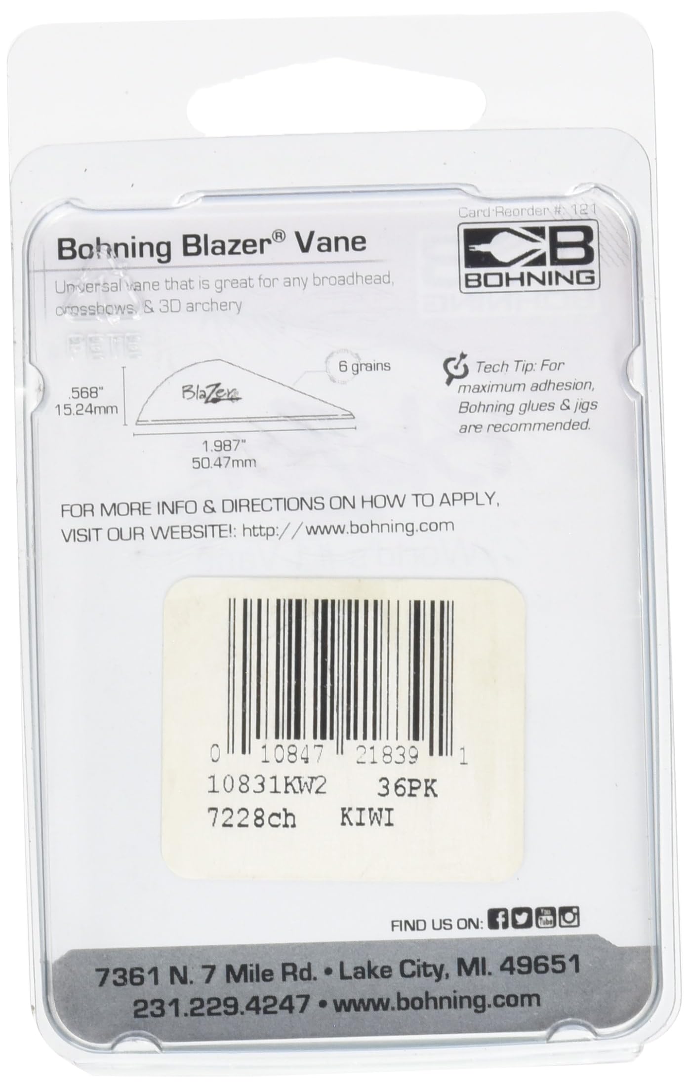 Bohning Blazer Vane (Pack of 36), Kiwi, 2
