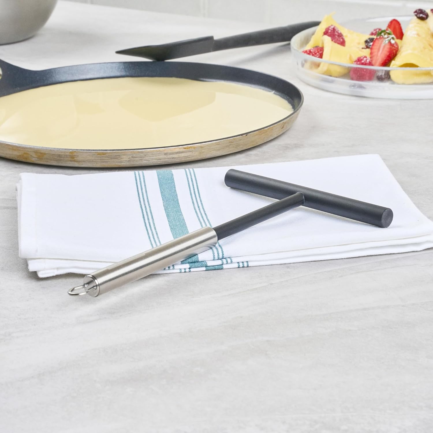 Restaurantware-German Standard Crepe Spreaders, 24 T Shape Crepe Makers - Dishwashable, Evenly Spreads Batter, Black Nylon Batter Spreaders With Stainless Steel Handle, Ideal For Kitchen, Bakery
