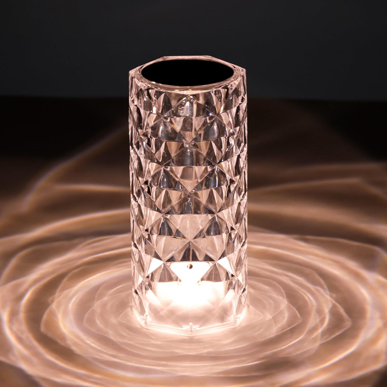 oneleaf Table Lamp Rose Crystal Modern LED Cordless,Rechargeable Battery Touch D…