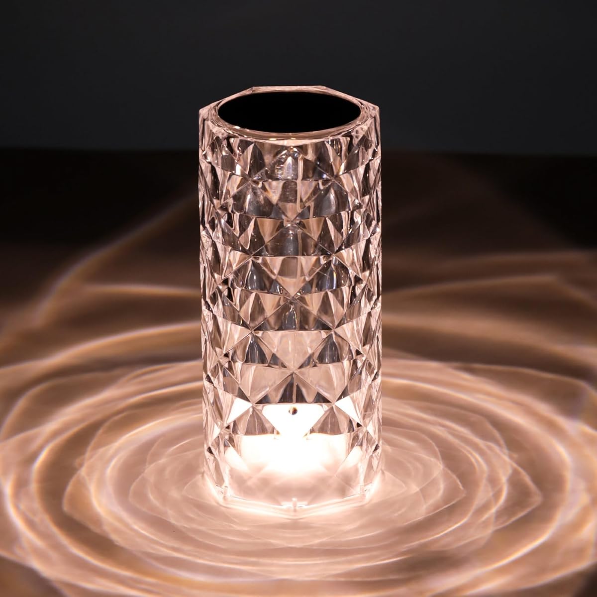 oneleaf Table Lamp Rose Crystal Modern LED Cordless Rechargeable Battery Touch