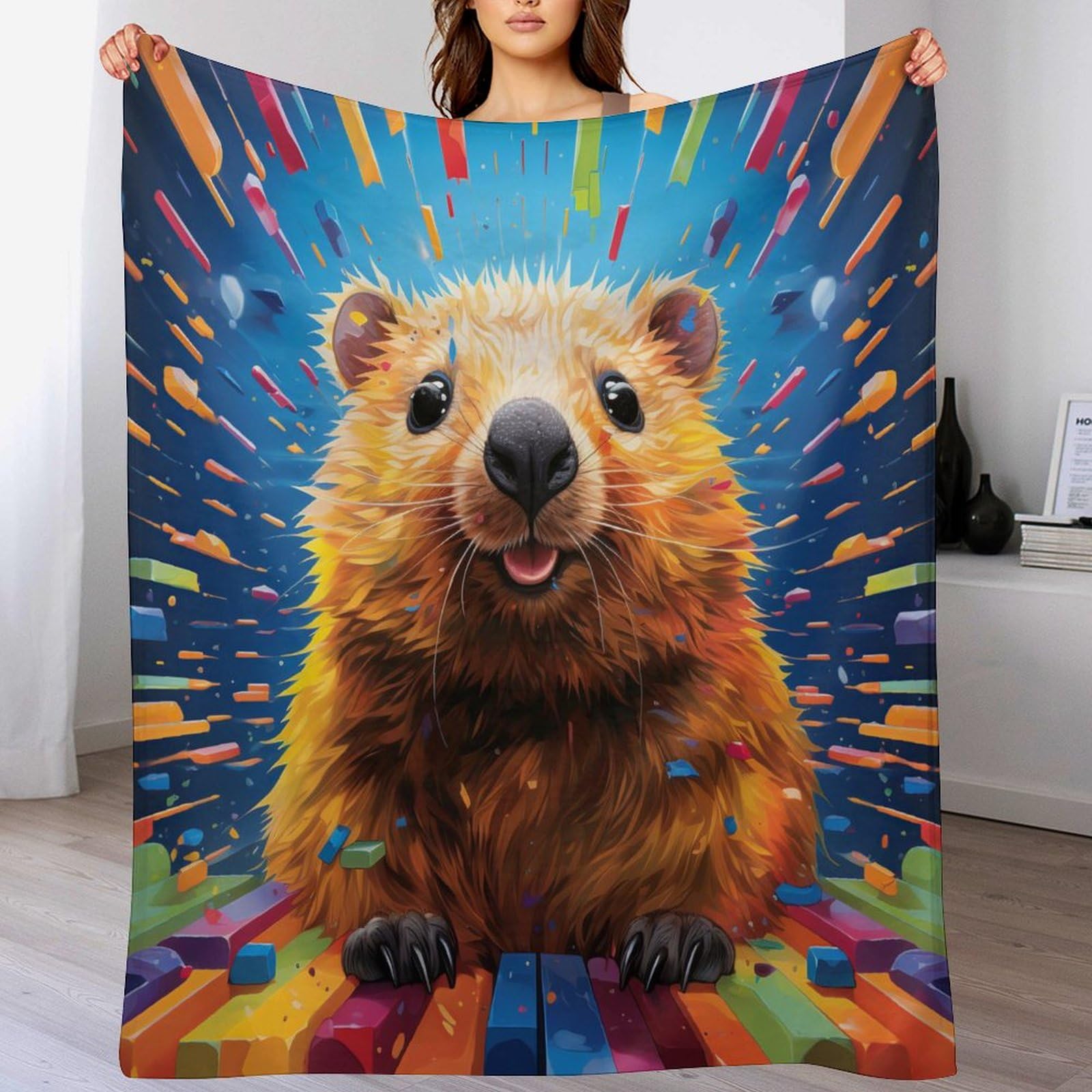 Couverture canapé hamster moelleuse pour cocooning au bureau