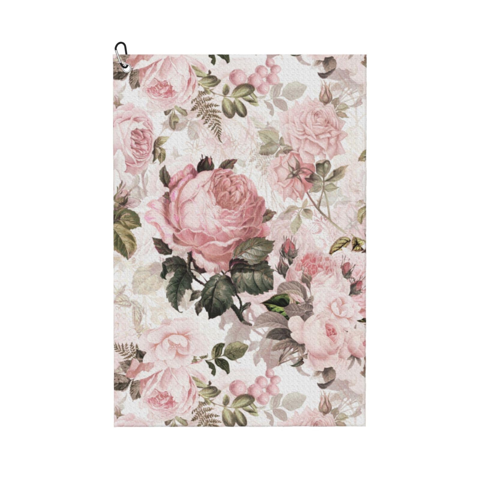 Hnnkloy Vintage Shabby Chic Sepia Pink Roses, 16x24 in Portable Waffle Golf Towels with Carabiner Clip for Golf Bag