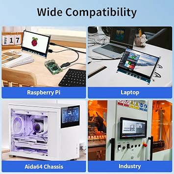 7 Inch Touch Screen Display for Raspberry PI 5 | 1024×600 | IPS |Sunlight Readable | Standard HDMI| USB OTG|Low Power Consumption| Driver-Free Mini Size Monitor