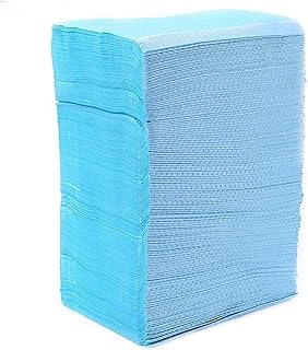 125pcs Disposable Waterproof Medical Paper Dental Hygiene Bib Neckerchief Wood Pulp Paper Dental Clean Pad Sheets (Color : Blue)