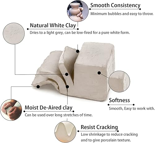 Miniatura 2 de Arcilla de cerámica blanca de bajo fuego, 10 libras (conos 04-3), fabricada en Estados Unidos, arcilla para modelar ruedas y construir a mano,