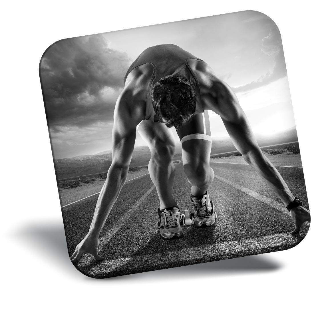 Destination Vinyl Ltd Fridge Magnet Bw - Running Track Athlete Exercise #41977
