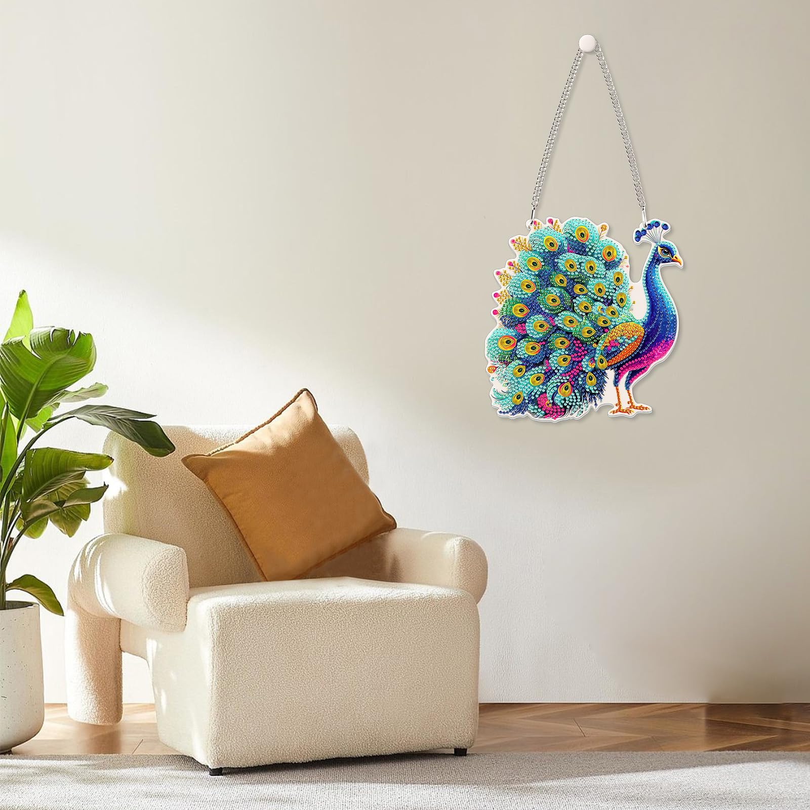 Kit DIY Peinture Diamant 5D - Motif Paon Avec Pendentif Et Chaîne - Loisir Créatif Adulte/enfant - Neuf