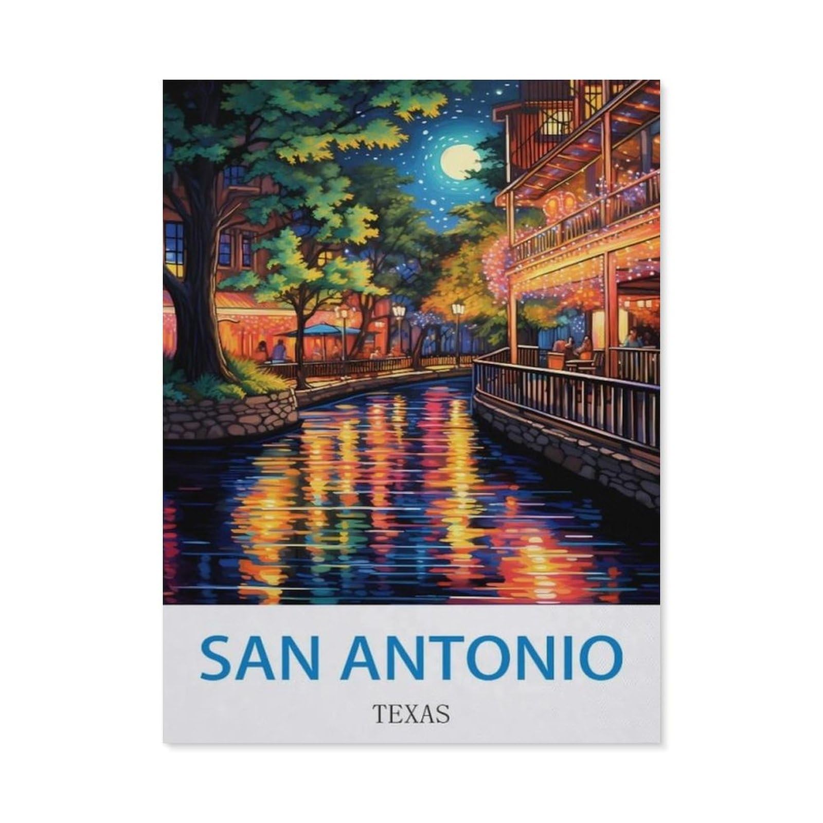 BEAYODKP Diamond Painting Kits for Adults and Kids，San Antonio Texas，Full Drill Round Rhinestone Paint with Diamonds（50 x 60 cm/19.68 x 23.62 inches）-CM86