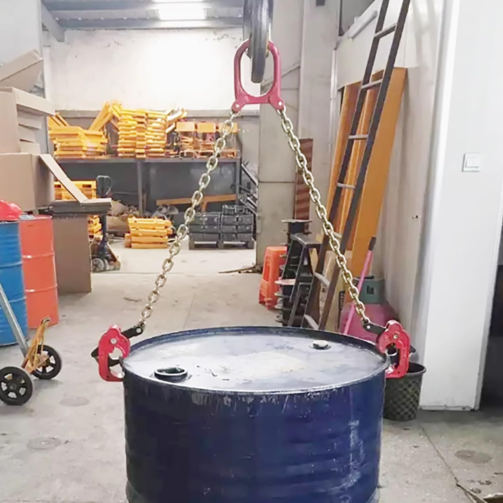 Gtzly Ketten-Fassheber, Geeignet for Heben von 30 und 55 Gallonen Kunststoff-/MetallfäSsern, Fasshub 1100 Lbs TragfäHigkeit, Hebering Sind for KräNe Geeignet