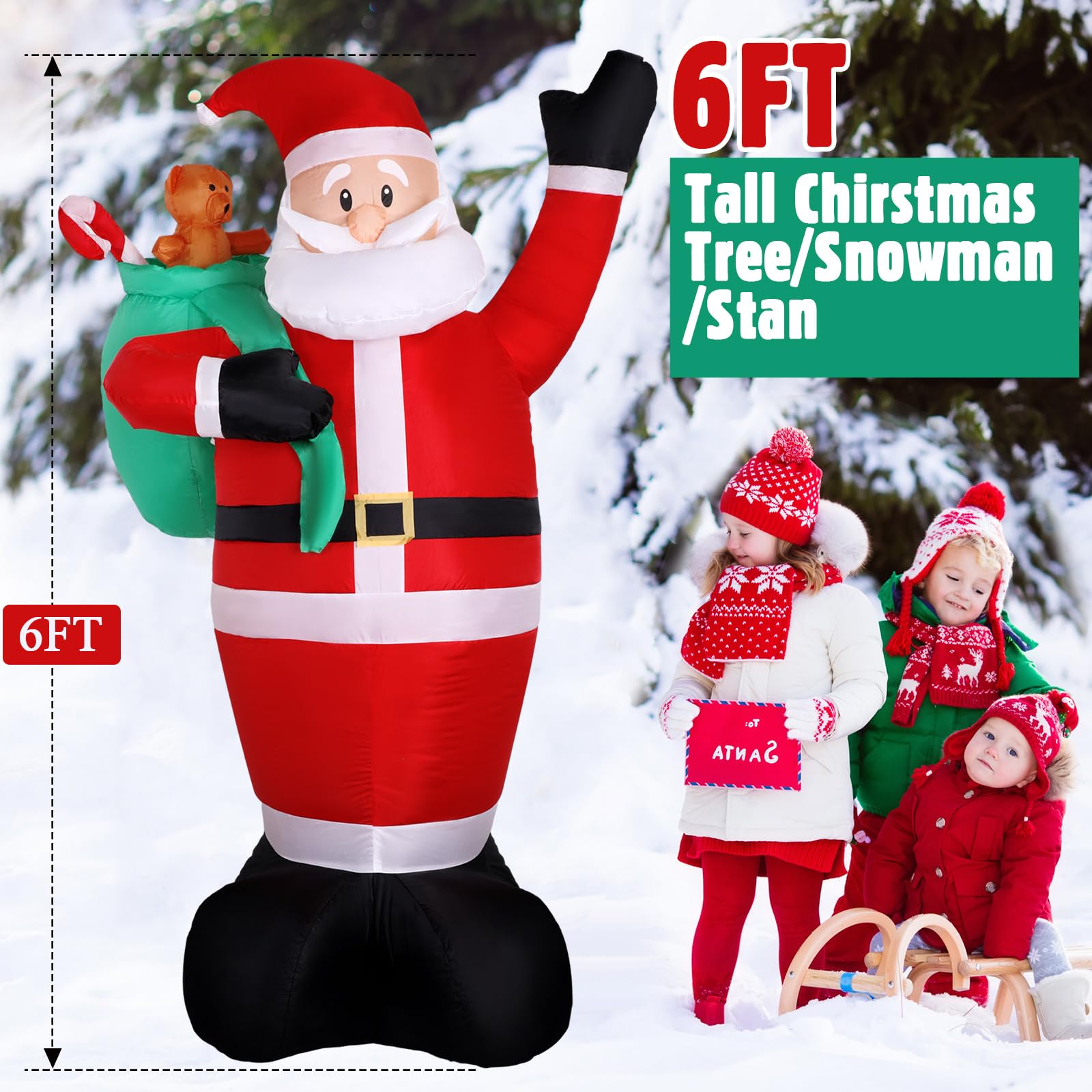 Santa Tree Snowman Inflatable Snapklik.com : Shappy 6 Ft Christmas Inflatables Outdoor Decorations ...