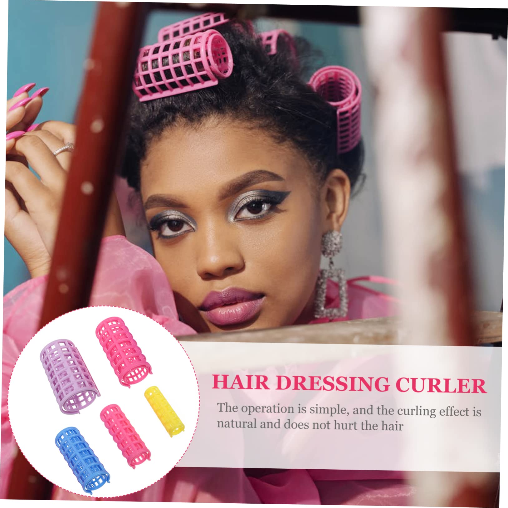 Rodillos de Pelo de Plástico Autoadherentes, Pack de 50 Piezas Ligeras y Portátiles para Peluquería y Peinados Profesionales Color Aleatorio