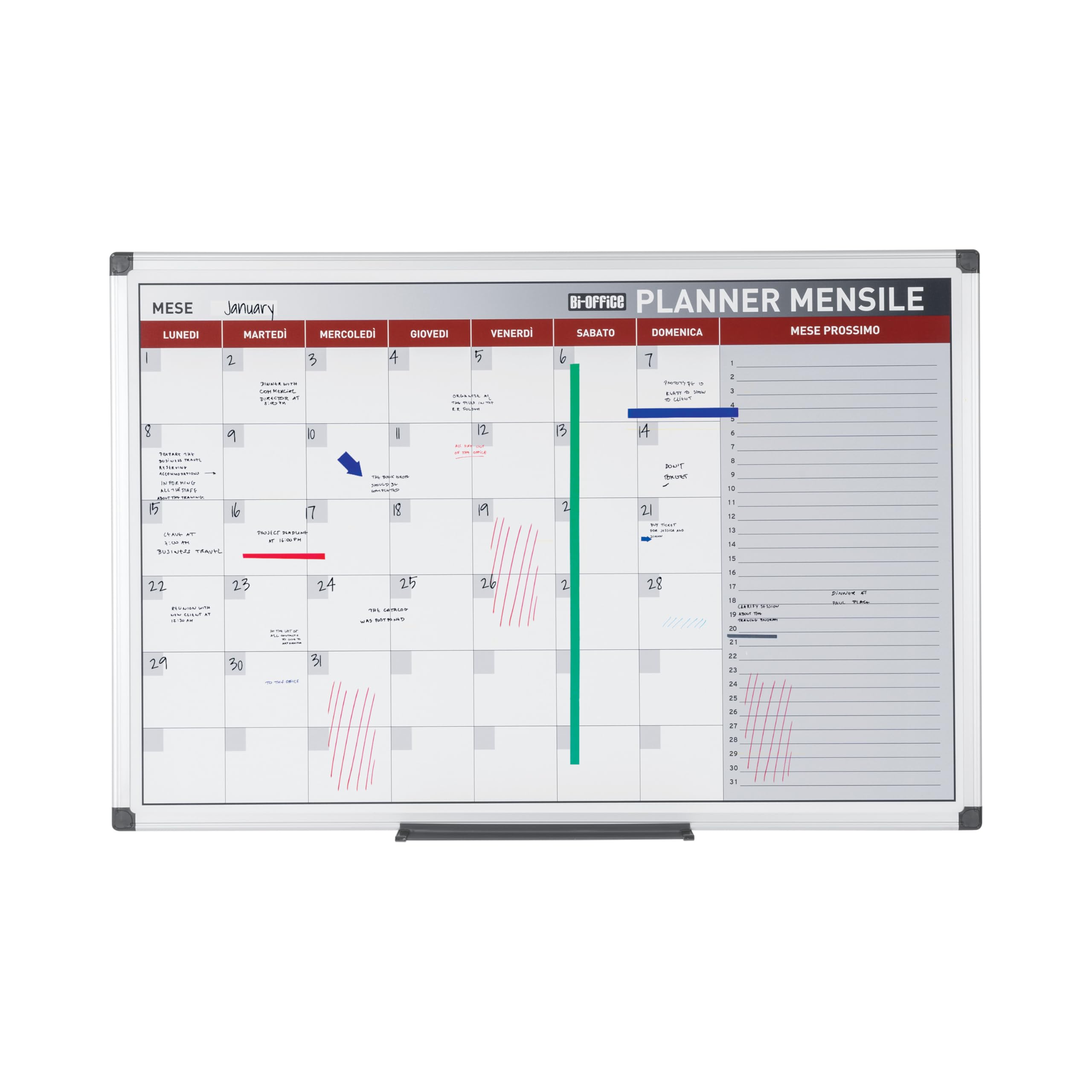 Bi-Office Planning magnétique mensuel, 90 x 60 cm