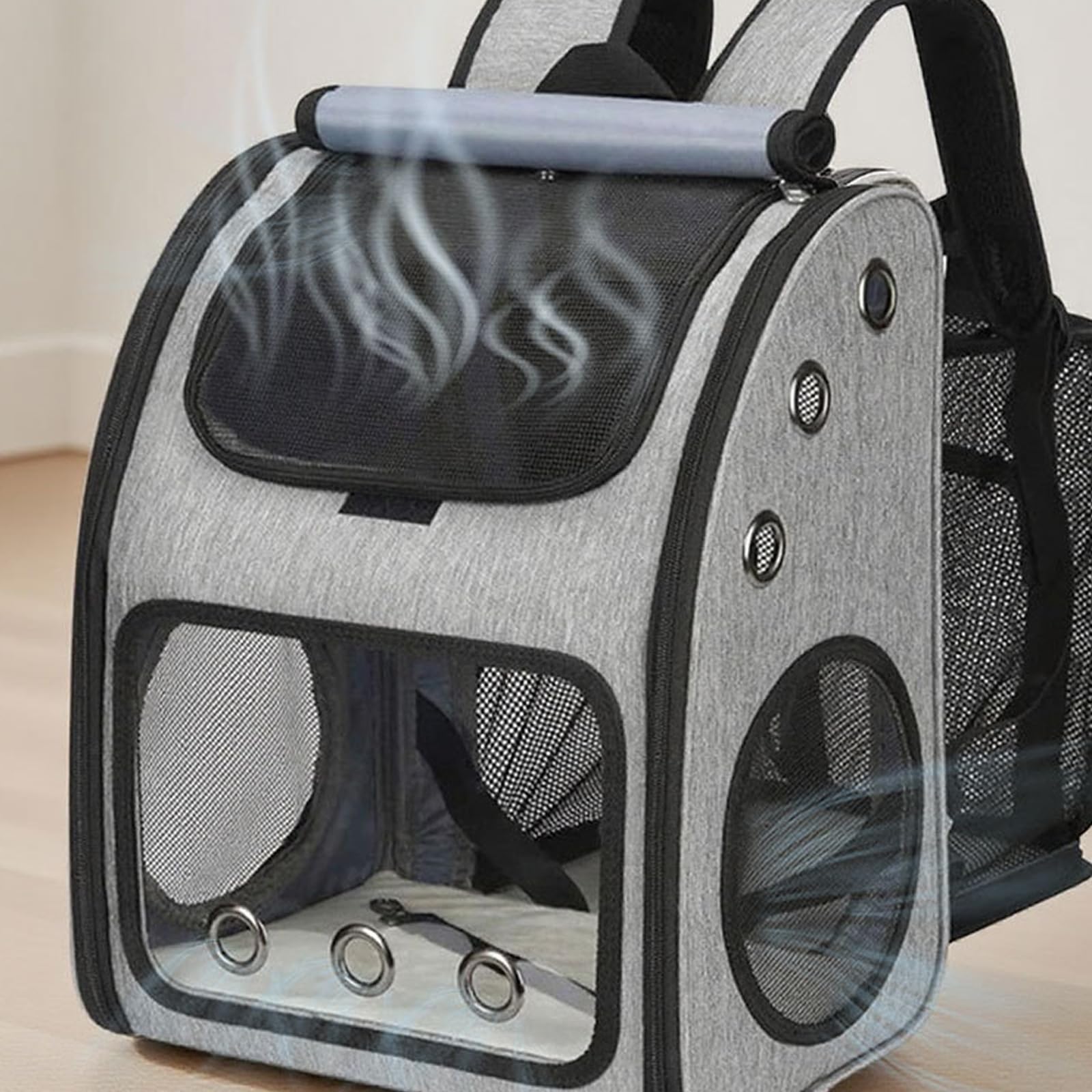 Mochila de viaje resistente para mascotas con vista panorámica y correas ajustables para gatos, perros pequeños, excursiones al aire libre, mochila para mascotas