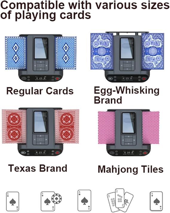 2 in 1 Card Dealer & Shuffler with 4 Wireless Dealer Buttons, 360 Rotating Rechargeable Card Dealing Machine,Ideal for UNO, Blackjack, Texas Hold'em,A