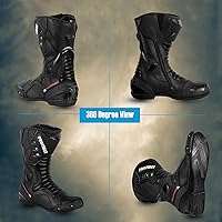 Vista 5 de PROFIRST Motorcycle Boots for Men Comfortable Fit Riding Armored Boots with Zipper, Anti-Slip Sole, Reinforced Street Racing Shoes