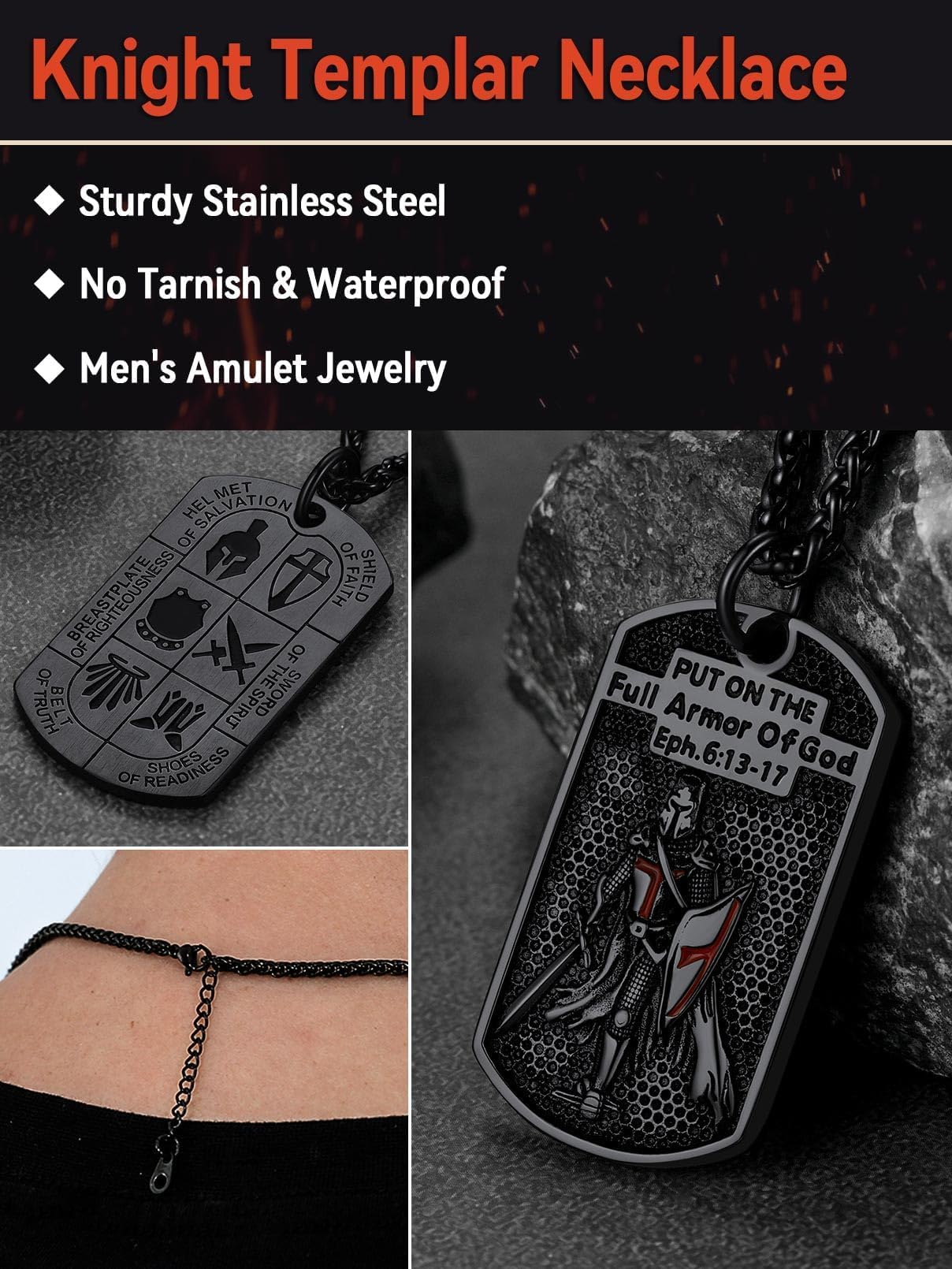 FaithHeart Collana con sigillo dei cavalieri templari, gioiello per uomini e donne, con delicata confezione regalo