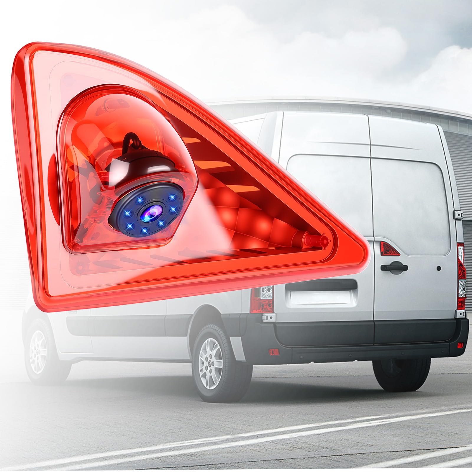 Hikity HD Visione/IP67 Impermeabile, Retrovisore luce freno Terzo tetto Top Mount Retromarcia Telecamera inversa Compatibile con Nissan NV400 2010-2016/Opel Movano 2010-2016/Renault Master 2010-2016