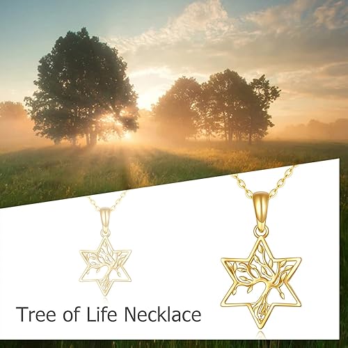 Miniatura 6 de Collar de árbol de la vida de oro de 14 quilates para mujer colgante de árbol genealógico joyería de oro real regalos de cumpleaños para ella esposa