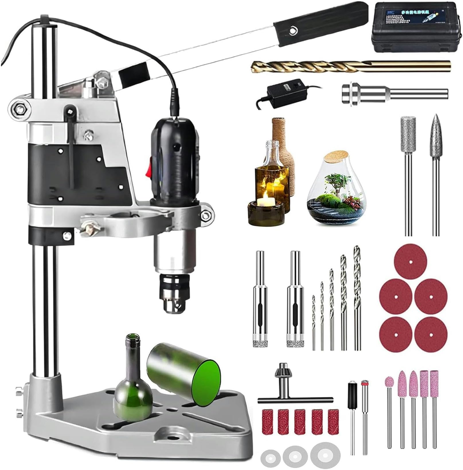 Coupe-Bouteille en Verre électrique, Machine de découpe de Bouteille multifonctionnelle avec 36 Outils, Ensemble Complet de Coupe-Bouteille en Verre pour percer, poncer, polir, meuler