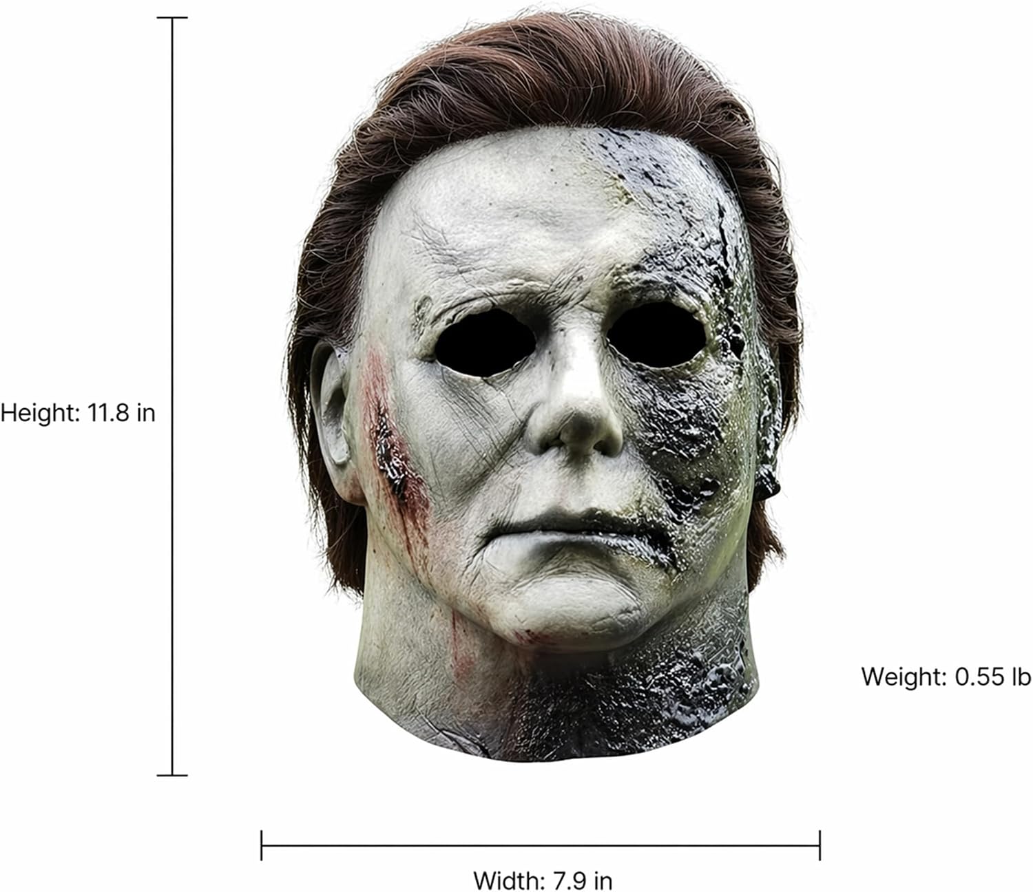 Adult Full Head Horror Mask with Hair Distressed Latex Costume Mask for Halloween Cosplay and Masquerade
