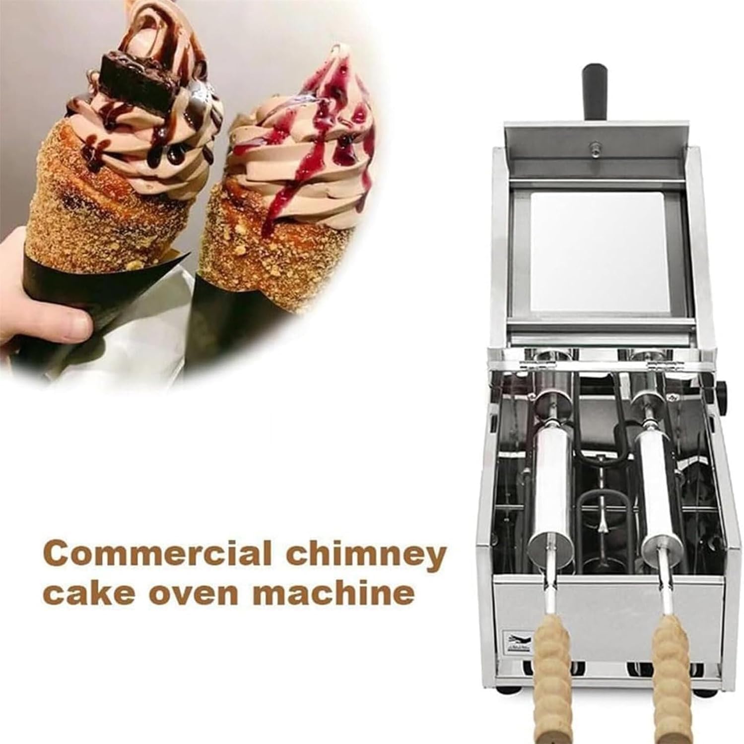 Forno Elettrico Professionale Per Torte A Camino, Macchina Elettrica Per Torte Arrotolate A Camino Per Coni Gelato Con 2 Tipi Di Bastoncino Conico, Controllo Della Temperatura E Del Tempo Per