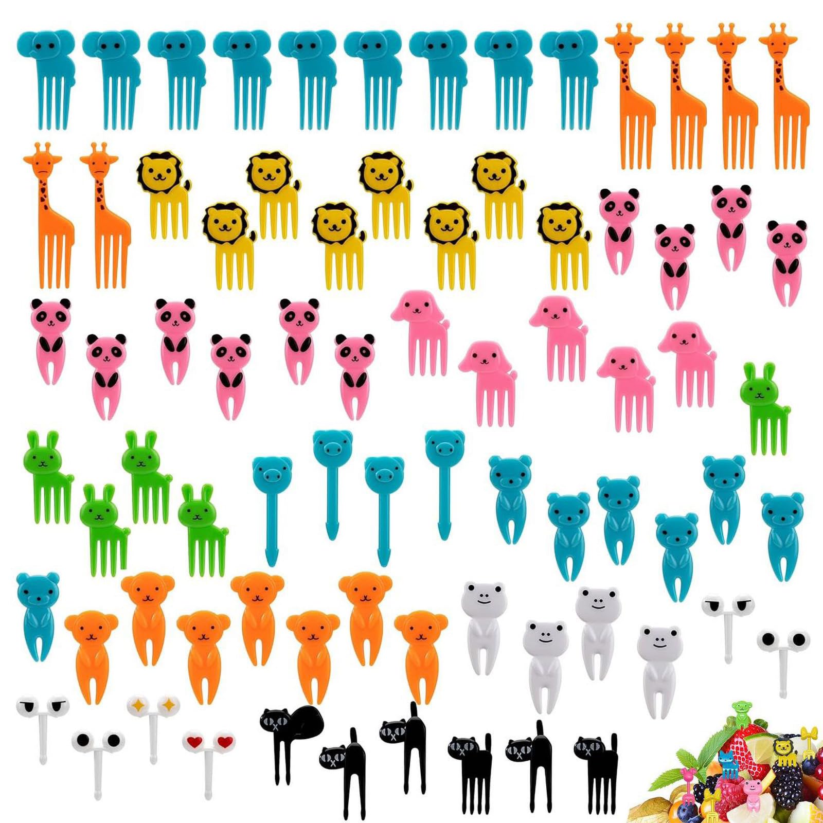 75Pcs Forks for Fruit Colours Shipped Randomly Mini Cute Cartoon Toothpick Sticks Decor for Kids Party Bento Lunch Box Sandwich Appetizer Pastry Decorative Cupcake Baby Dessert Cocktail