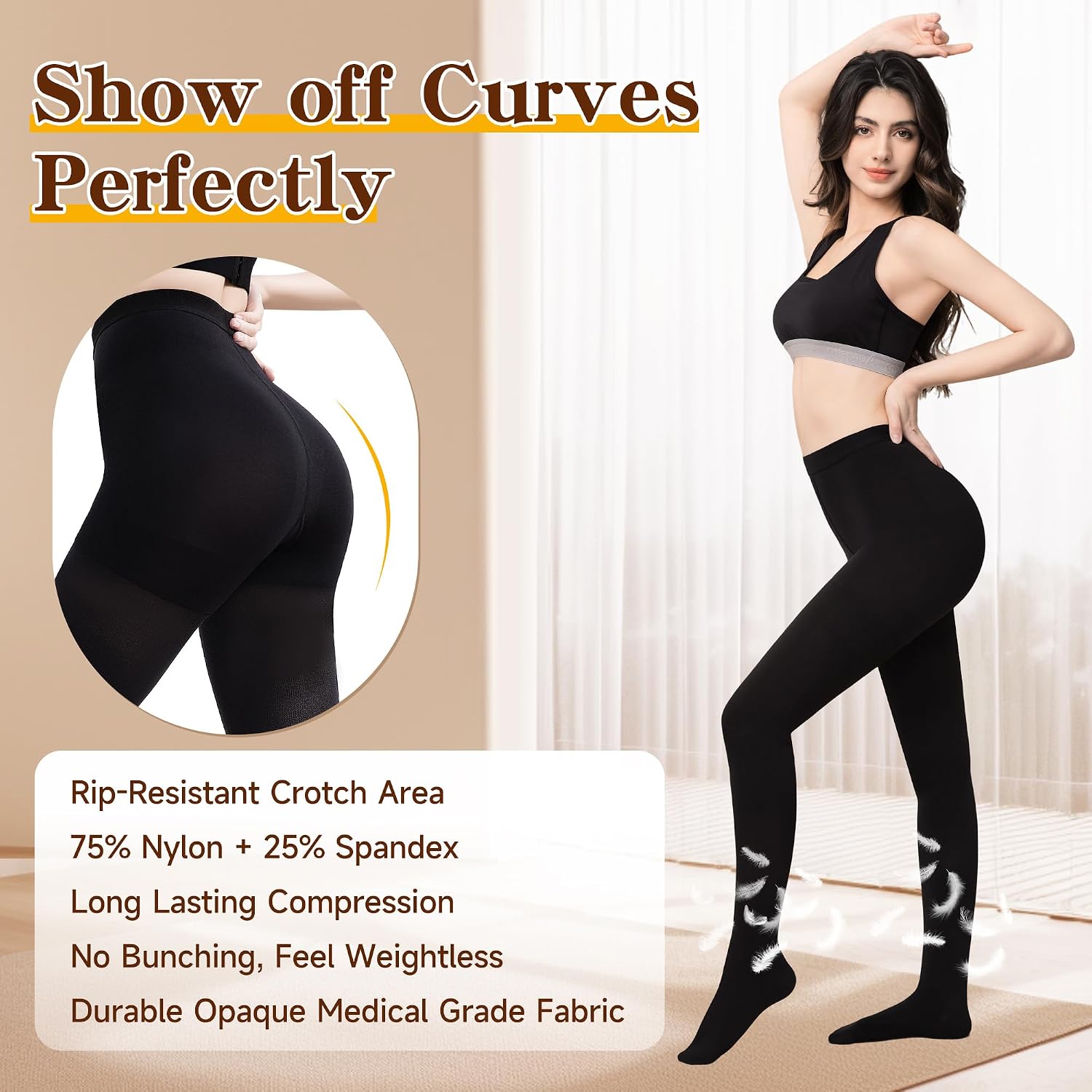 Compression Pantyhose for Women Men, 20-30mmHg Medical Graduated Compression Tights, Closed Toe Compression Stockings