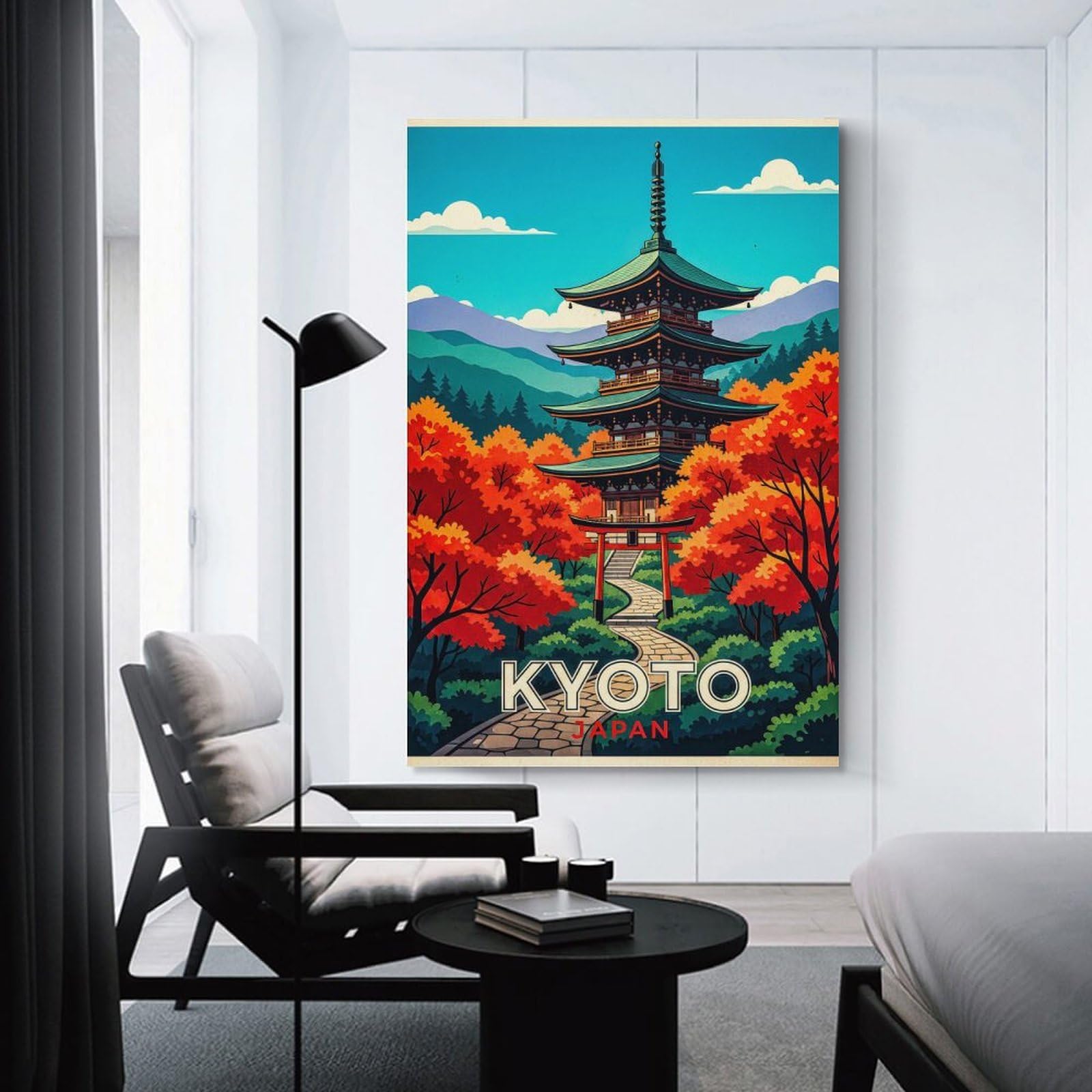 Junmoney Unframe-Style-5 Canvas Wall Art Kyoto Japan Pagoda Autumn Travel, 20X30inch(50X75cm), For Lounge Decor, Bedroom Walls Or Flats, A Home Accent With Warm Character