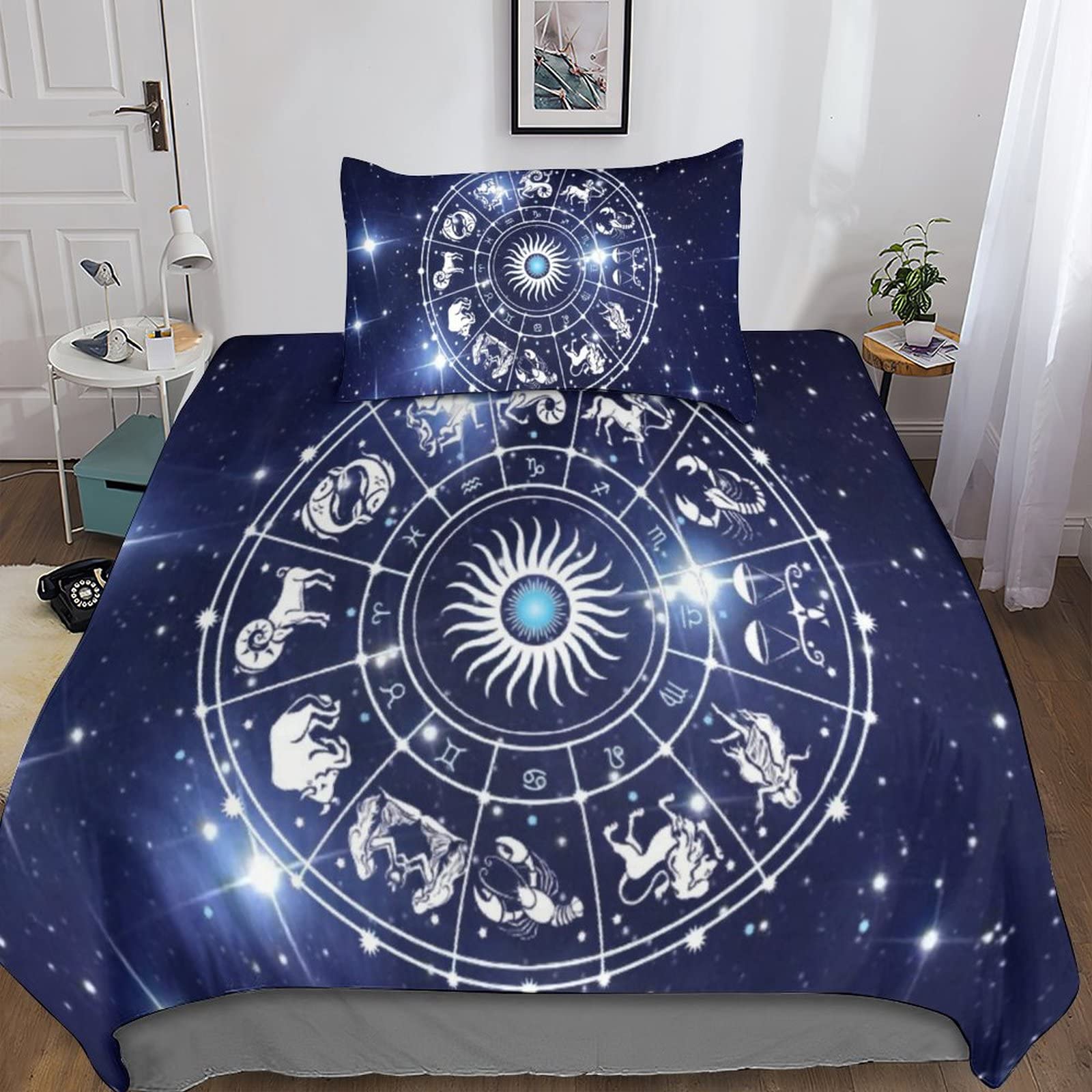 Housse de couette星座 3D avec fermeture éclair pour lit simple 135x200